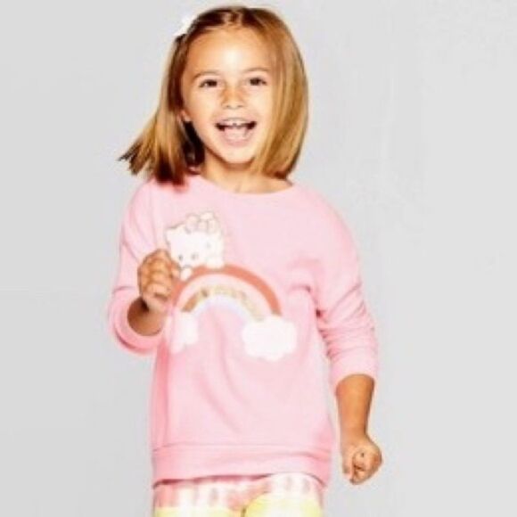 HELLO Kitty Girls Pink Rainbow Lightweight Soft Sweatshirt Gold Accent 12 Mo NWT - Picture 7 of 8
